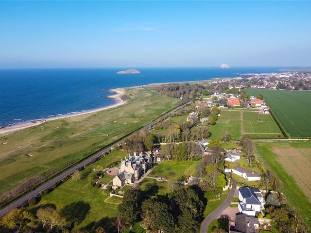 Aerial view along the North Berwick coast.