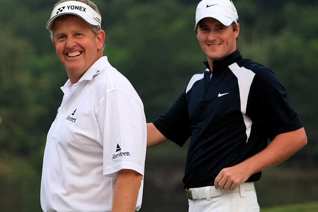 Colin Montgomerie and Marc Warren celebrate after landing Scotland's first success in the World Cup at the Mission Hills Resort in Shenzhen, China, in 2007. Picture: Richard Heathcote/Getty Images.