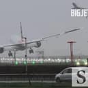 The plane was captured landing at Heathrow