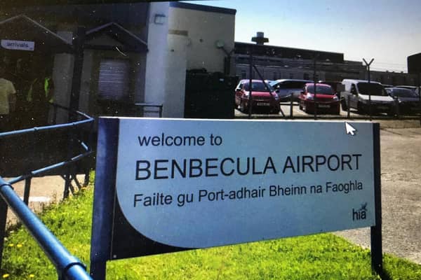 When did Lorna Jack, chair of Highlands and Islands Airports, last visit Benbecula Airport?