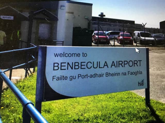 When did Lorna Jack, chair of Highlands and Islands Airports, last visit Benbecula Airport?