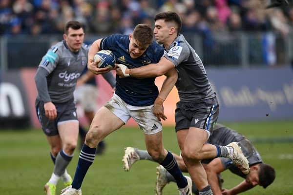 Cameron Redpath, right, tackles Garry Ringrose of Leinster during Bath's Heineken Champions Cup defeat in January. (Photo by Dan Mullan/Getty Images)