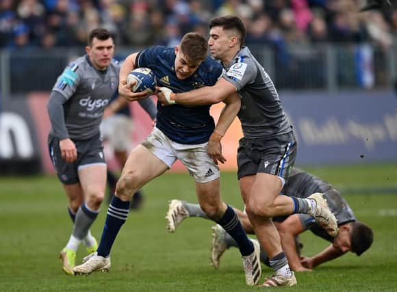 Cameron Redpath, right, tackles Garry Ringrose of Leinster during Bath's Heineken Champions Cup defeat in January. (Photo by Dan Mullan/Getty Images)