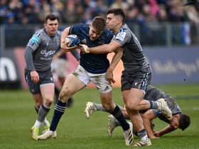 Cameron Redpath, right, tackles Garry Ringrose of Leinster during Bath's Heineken Champions Cup defeat in January. (Photo by Dan Mullan/Getty Images)