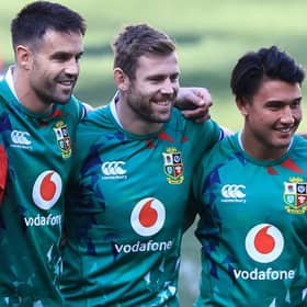 Finn Russell, left, and Marcus Smith, right, were team-mates on the Lions tour in South Africa but will be adversaries at Murrayfield when Scotland face England. (Photo by David Rogers/Getty Images)