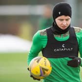 Kevin Nisbet trained with Hibs this morning despite submitting a transfer request. Photo by Mark Scates / SNS Group