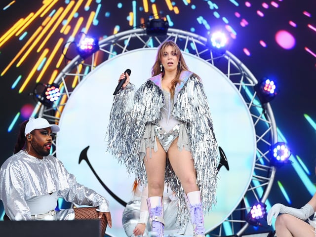 Former The Voice UK singer Becky Hill dressed for the occasion for her set on Sunday.