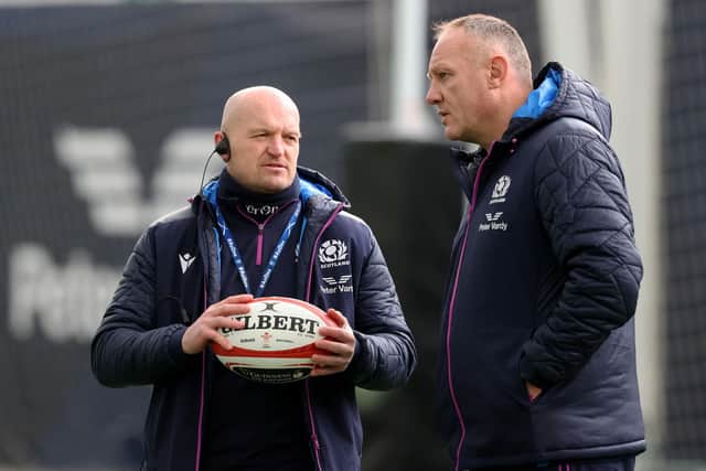 Scotland assistant coach John Dalziel, right, with Gregor Townsend.  (Photo by Craig Williamson / SNS Group)