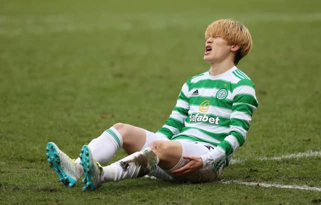 Celtic manager will not say whether or not Kyogo Furuhashi will require an operation on the hamstring problem that has sidelined him since Boxing Day. (Photo by Craig Williamson / SNS Group)
