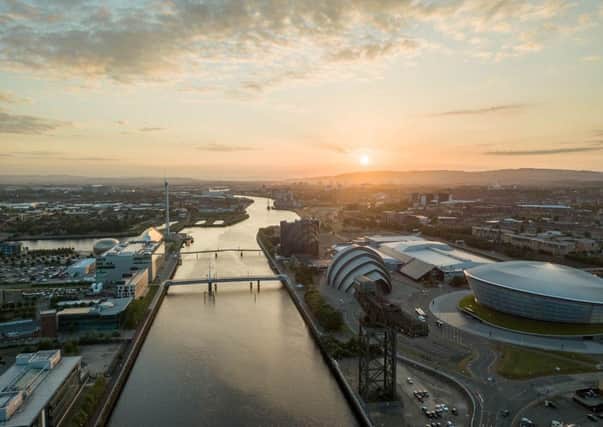 The Millennium Bridge and Bell's Bridge which link the Glasgow Science Centre and BBC Scotland with the Armadillo and Hydro at the Scottish Event Campus are magnets for sunset photographers. Picture: Glasgow City Council