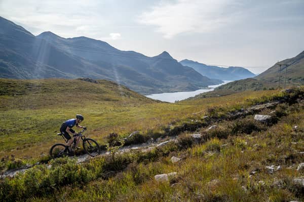 Champion mountain biker Rab Wardell  from Glasgow has set a new record cycling the West Highland Way. PIC: Wahoo/Brodie Hood.