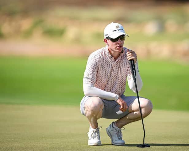 Euan Walker lines up a putt during the Abu Dhabi Challenge at Al Ain Equestrian, Shooting and Golf Club in the United Arab Emirates. Picture: Octavio Passos/Getty Images.