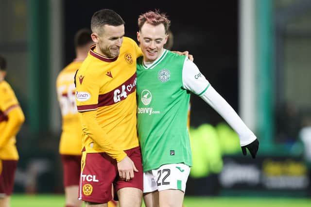 Hibs' Harry McKirdy made his first appearance of the season.