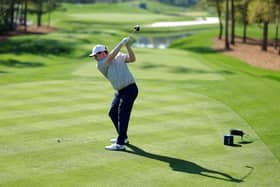 Bob MacIntyre tees off on the 14th hole tee during the first round of The Players Championship in Florida. Picture: Kevin C. Cox/Getty Images.