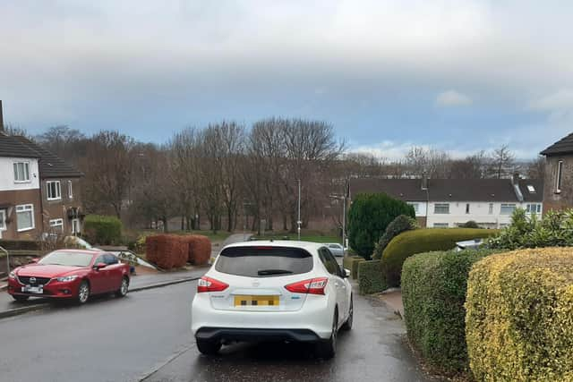 A car blocking a pavement in Glasgow this week. Picture: The Scotsman