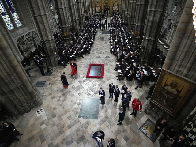Guests arriving for the State Funeral of Queen Elizabeth II, held at Westminster Abbey, London. Picture date: Monday September 19, 2022.