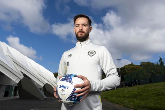 Orestis Kiomourtzoglou during a Hearts press conference at the Oriam, on September 29, 2022, in Edinburgh, Scotland. (Photo by Mark Scates / SNS Group)