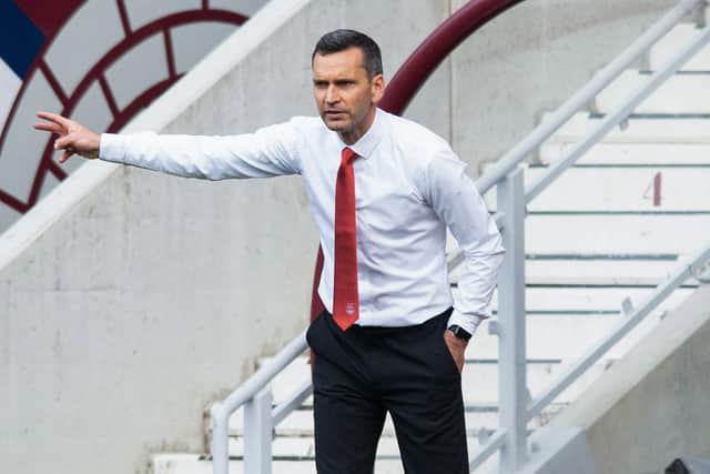 Aberdeen manager Stephen Glass looks on during the 1-1 draw with Hearts.