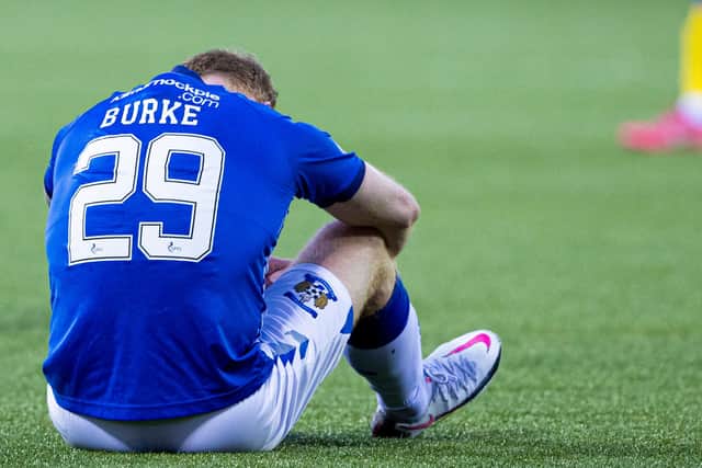 Kilmarnock's Chris Burke is left dejected at full time after the 3-2 defeat by St Johnstone.