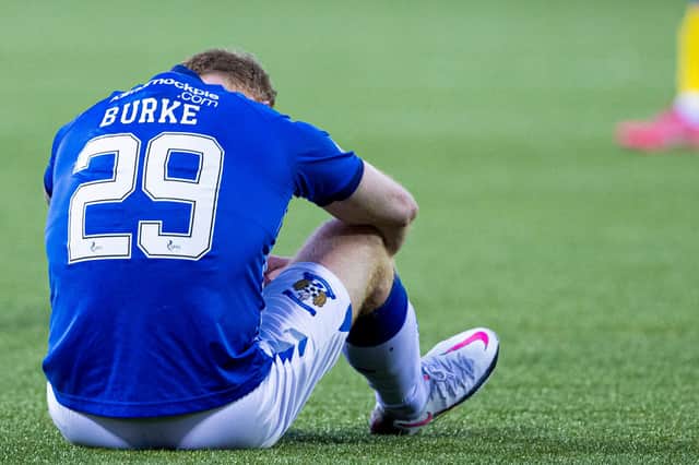 Kilmarnock's Chris Burke is left dejected at full time after the 3-2 defeat by St Johnstone.