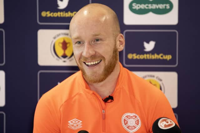 Liam Boyce during a Hearts Media Access ahead of the Scottish Cup semi-final.