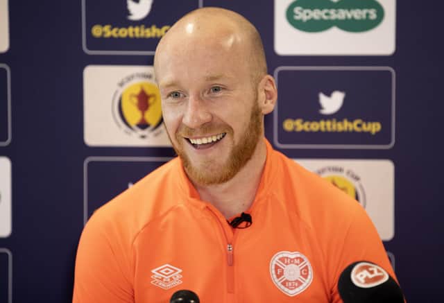 Liam Boyce during a Hearts Media Access ahead of the Scottish Cup semi-final.