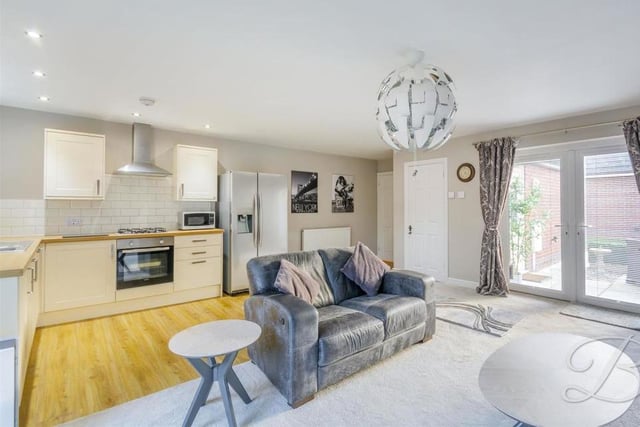 The hub of the home is this open-plan lounge/diner/kitchen, which is very much fit for modern living. It gives a spacious and contemporary feel, while large patio doors offer lots of light and lead out into the garden.