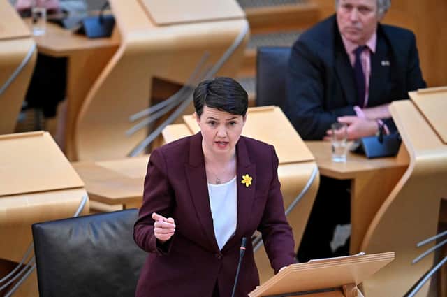 Leader of the Scottish Conservative Party Ruth Davidson speaks during the First Minister's Questions. Picture: Jeff J Michell/POOL/AFP via Getty Images