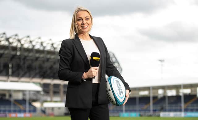 United Rugby Championship games are available to watch on pay-TV station Premier Sports whose presenters include Emma Dodds. SRU chief Mark Dodson is delighted with Premier's coverage but would also like to see some games in Scotland available free to air. Picture: Ross MacDonald/SNS