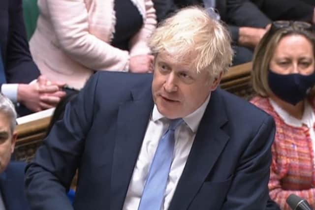 Boris Johnson speaks during Prime Minister's Questions in the House of Commons. Picture: House of Commons/PA Wire