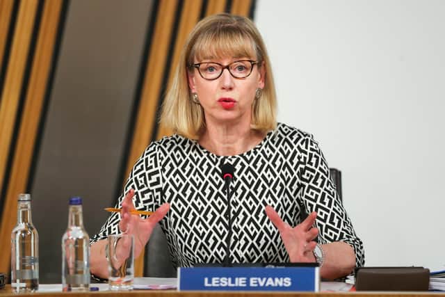 Permanent Secretary to the Scottish Government Leslie Evans gives evidence. Picture: Russell Cheyne/POOL/AFP via Getty Images