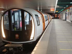One of the new trains on the Glasgow Subway for the first time at Govan station on 4 December. Picture: SPT