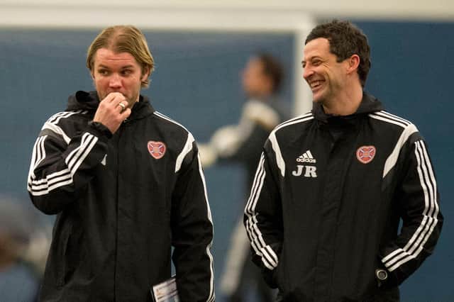 Robbie Neilson and Jack Ross when they worked together at Hearts. But Ross is now plotting derby victory for Hibs. Photo by Paul Devlin/SNS Group