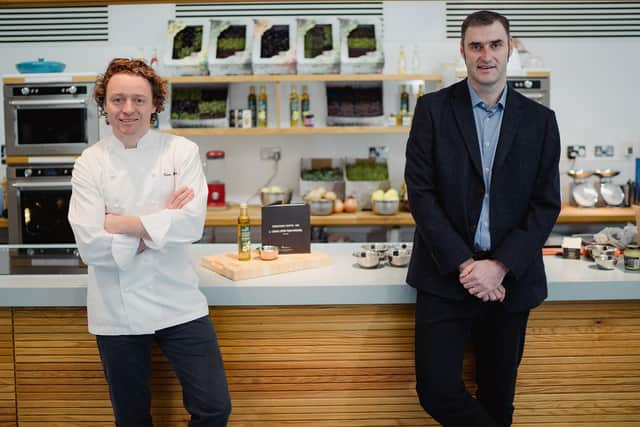 Chef and culinary ambassador Tom Kitchin with Compass Scotland managing director David Hay. The catering firm recently pledged to create 100 apprenticeship opportunities in Scotland over the next year. Picture: @Schnappsphoto