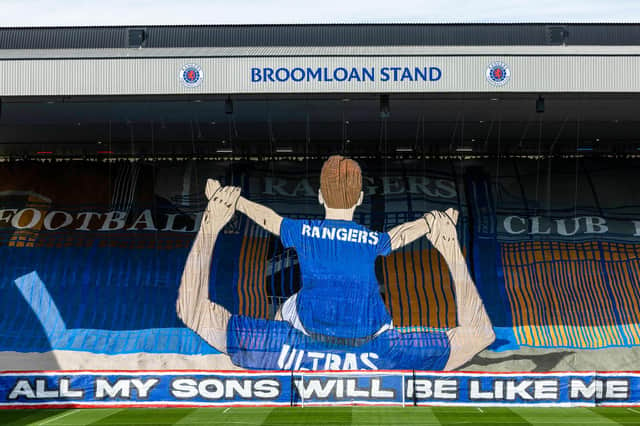 Rangers fans tifo display was an impressive sight but the use of 'sons' seemed exclusionary. (Photo by Craig Foy / SNS Group)