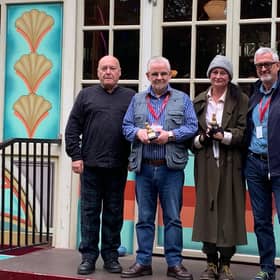 Pictured after winning a Bobby Award for Myra's Story, from left, Richard Beck, Brian Foster, Fiìonna Hewitt-Twamley, William Burdett-Coutts