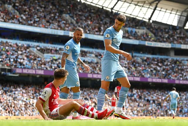 Arsenal defender Kieran Tierney picked up a knock against Manchester City.