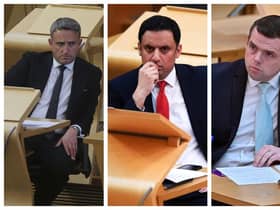 Opposition leaders in Holyrood, Alex Cole-Hamilton of the Scottish Liberal Democrats, Anas Sarwar of Scottish Labour, and Douglas Ross of the Scottish Conservatives.