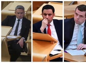 Opposition leaders in Holyrood, Alex Cole-Hamilton of the Scottish Liberal Democrats, Anas Sarwar of Scottish Labour, and Douglas Ross of the Scottish Conservatives.
