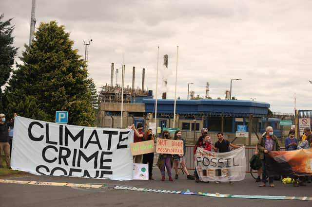 The protest calls for the Scottish government to hut the plant down.