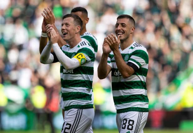 Josip Juranovic, right, is one of the Celtic players whose future is under intense speculation.