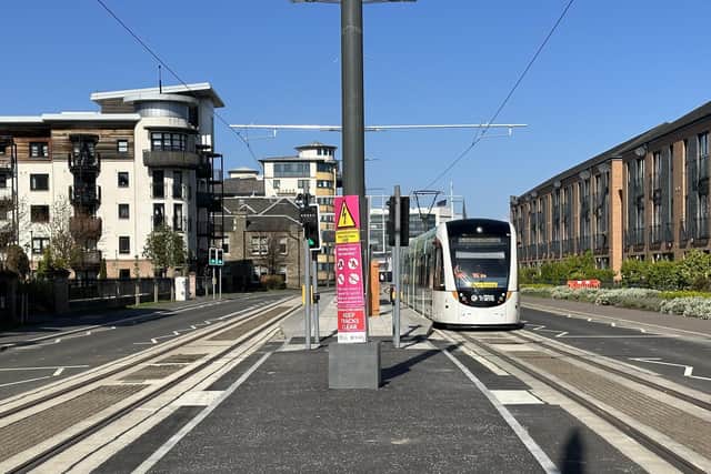 A "ghost" tram being tested on the Newhaven extension on Wednesday. Picture: Sacyr, Farrans and Neopul