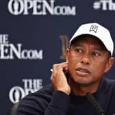 Tiger Woods looks on during a press conference prior to The 150th Open at St Andrews. Picture: Harry How/Getty Images.