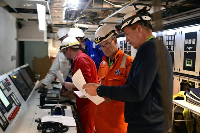 Systems being checked in Glen Sannox's control room beside its engine room last week. Picture: John Devlin