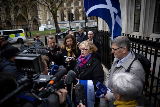 Central Ayrshire, Dr Philippa Whitford, speaks to the media outside the UK Supreme Court in November last year. Picture: Tolga Akmen/Shutterstock