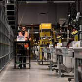 Tour of new £500m Amazon fulfilment centre on outskirts of Leeds. Workers pictured in the factory. Picture taken by Yorkshire Post Photographer Simon Hulme