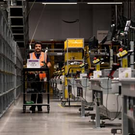Tour of new £500m Amazon fulfilment centre on outskirts of Leeds. Workers pictured in the factory. Picture taken by Yorkshire Post Photographer Simon Hulme