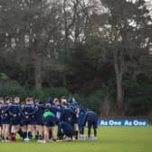 The Scotland squad prepare for Saturday's big match against England at their Oriam training base.