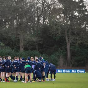 The Scotland squad prepare for Saturday's big match against England at their Oriam training base.