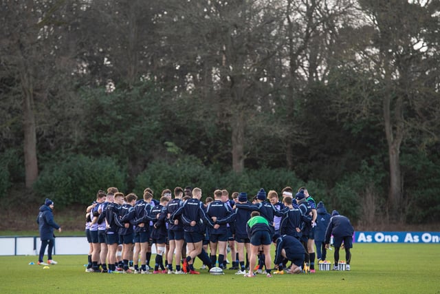 The Scotland squad prepare for Saturday's big match against England at their Oriam training base.